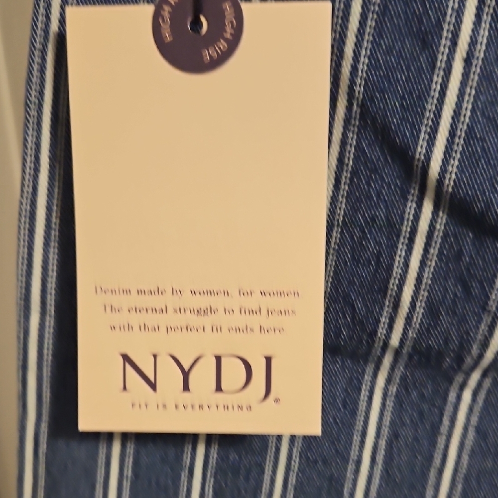 NYDJ Blue and White Striped Wide-Leg Chinos - Picture 6 of 8